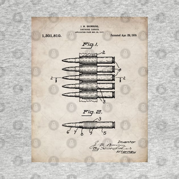 Bullet Cartridge Carrier Patent - Gun Lover Workshop Art - Antique by patentpress